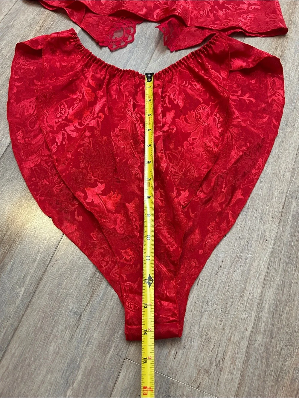 VTG Victoria's Secret Red Lace & Satin Two-Piece Jacquard Chemise Set size M